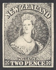 New Zealand mint PROOF (imperf) 1885 2p Chalon Queen Victoria