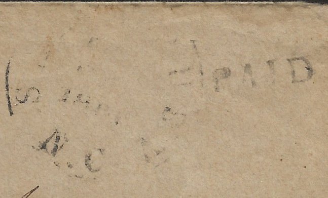 Confederate States Salisbury NC 1861 PAID Stampless cover WC Jones Augusta GA