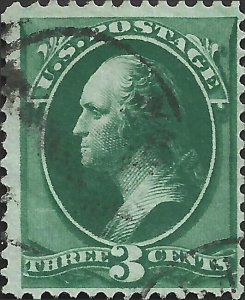 # 158r NOT Olive Green Ribbed Paper Used Fault George Washington