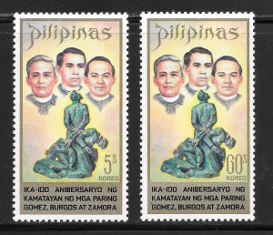 Philippines Scott 1115-16 MNHOG - 1972 Martyred Priests Issue - SCV $1.40