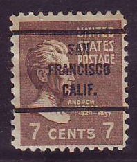 San Francisco CA, 812-63 Bureau Precancel, 7¢ Jackson