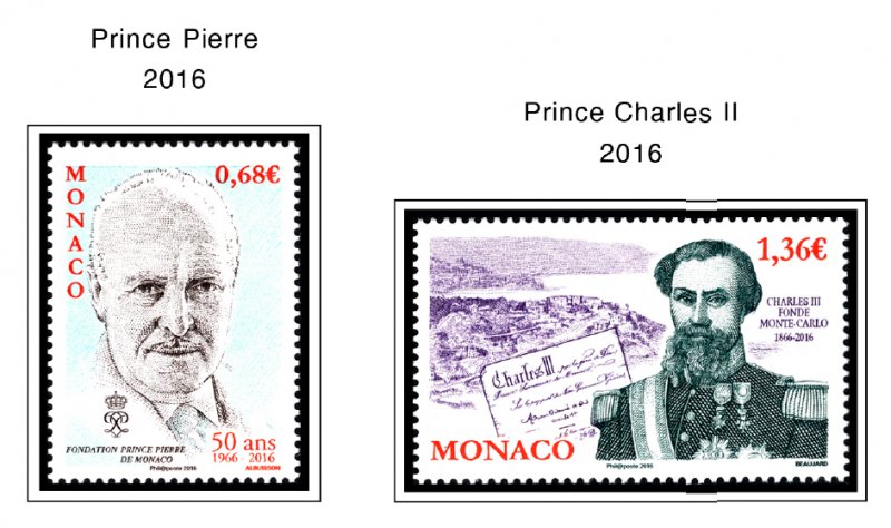 COLOR PRINTED MONACO 2011-2020 STAMP ALBUM PAGES (63 illustrated pages)