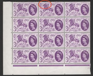 GB 1960 GLO 3d r17/2 the broken mane variety unmounted mint cyl bk of 12, mino