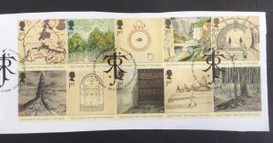 GB 2004. Lord of the rings by JRR Tolkein. 10 Used stamps on paper, ex FDC.