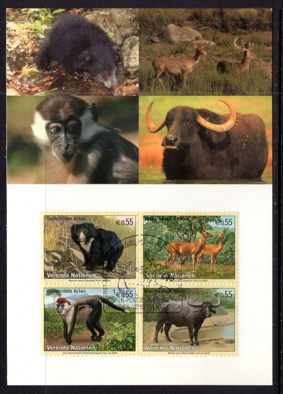 UN Vienna 345a Animals Maxi Card UN Postal Admin U/A FDC 