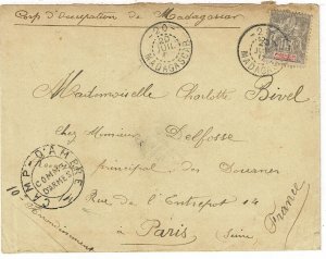 Madagascar 1902 Camp D'Armee handstamp on cover to France