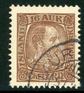 Iceland 1902 Christian IX 16a Chocolate Perf 13 Scott # 39 VFU C695