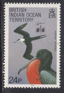 British Indian Ocean Territory # 96, Greater Frigate Birds,. Mint NH, 1/3