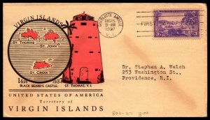 Scott 802 3 Cents Virgin Islands Linprint FDC Typed Address Planty 802-27