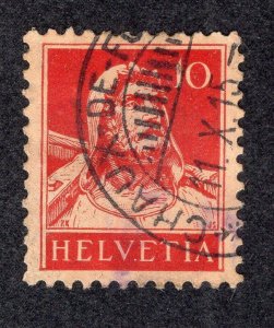 Switzerland 1914 10c red on buff Tell, Scott 167 used, value = 75c