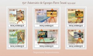 MOZAMBIQUE - 2009 - Georges-Pierre Seurat  - Perf 6v Sheet - Mint Never Hinged