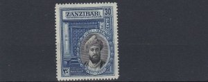 ZANZIBAR  1936  S G 325  30C  BLACK & ULTRAMARINE    MH  TONED GUM