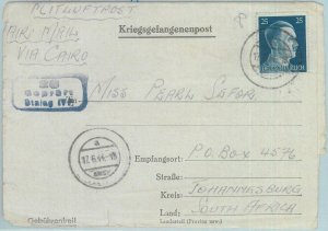 89283 - GERMANY - POSTAL HISTORY - COVER from SOUTH AFRICAN POW  sent AIRMAIL