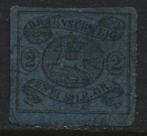 Brunswick 1852 2 silbergroschen blue used