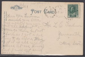 Canada - Jul 24, 1912 East Chebogue, NS Split Ring Cancel on Card