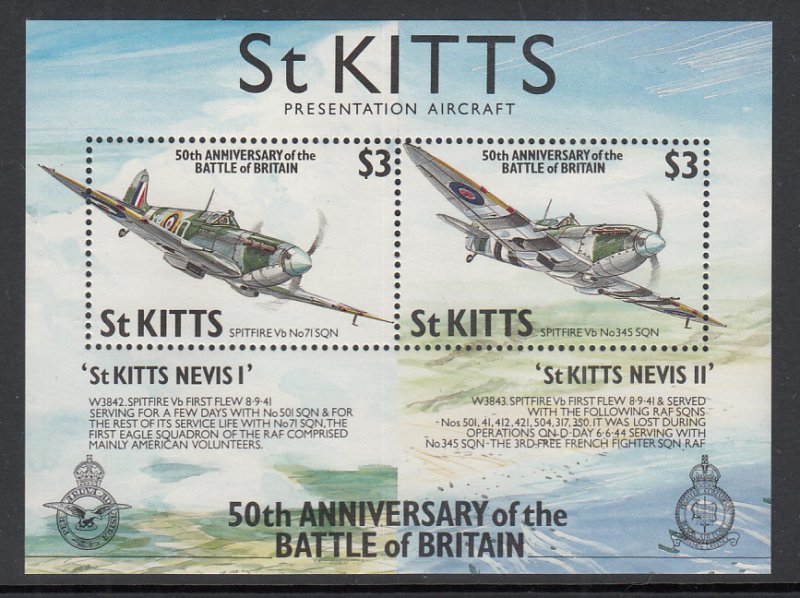 St Kitts 289 Airplanes Souvenir Sheet MNH VF