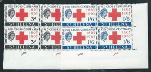 St. Helena 174-75 100th Red Cross Cilnder Number Block of...