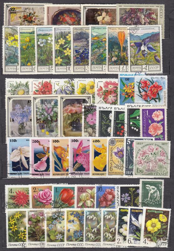 Flowers - 550+++ small stamp lot, FDS - (2243)