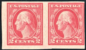 SC#482 2¢ Washington Imperforate Pair (1916) MNH