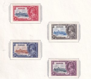 SWAZILAND KGV 1935 SILVER JUBILEES VF-4  VALUES - MLH 