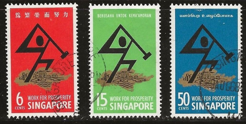 Singapore (1968) - Scott # 83 - 85,    Used 