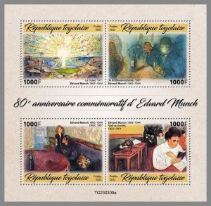 TOGO 2023 MNH 80th memorial anniversary of Edvard Munch Paintings M/S #309a