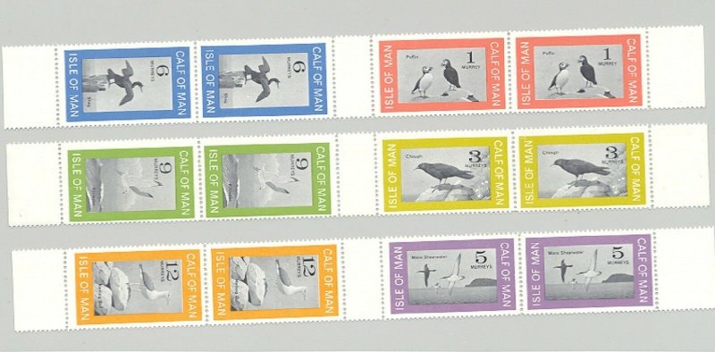 Calf of Man (Br Local) Rosen #CA30-35 Birds 6v in 3v Cross Gutter Proof Strips