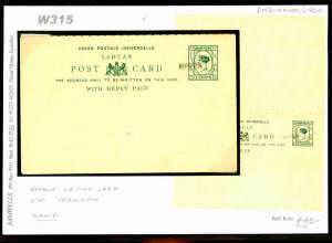 W315 1894	LABUAN Postal Stationery 3c + 3c *Specimen* UPU Reply Card Unused