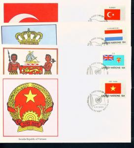 UN NY Sc# 325 - 328 FDC NY Flag Fiji Turkey Viet Nam Luxemb