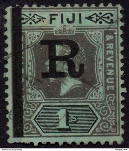 FIJI 1914 KGV 1/- Black/Green SG134  Revenue-Stamp Duty Cancelled