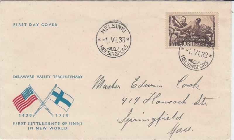 finland 1933 stamps cover ref 19537