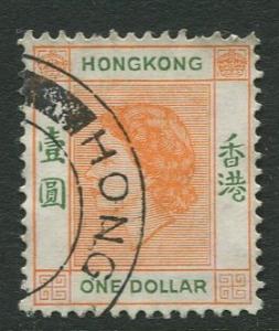 Hong Kong - Scott 194 - QEII - Definitive - 1954 - FU - Single $1.00c Stamp