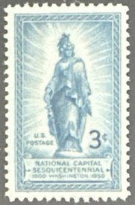 Scott #989 1950 3¢ National Capital Sesquicentennial Statue of Freedom MNH OG