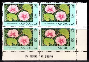 Anguilla 1980 Sc#418 SEA BEAN (Flowers) ovpt.SEPARATION Corner Block of 4 MNH