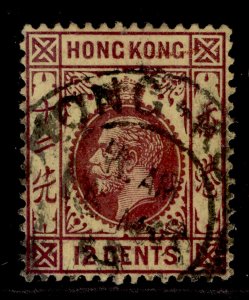 HONG KONG GV SG106, 12c purple/yellow, USED. Cat £16.