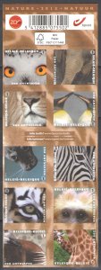 Belgium 2013 Antverpen zoo fauna Birds mammals set 10 stamps in block / booklet