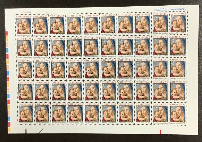 2514  Antonello Madonna & Child  MNH  25 c Sheet of 50 FV $12.50 Issued  1990