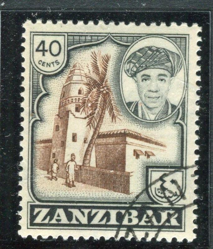 ZANZIBAR;  1961 early Sultan Khalifa issue fine used 40c. value