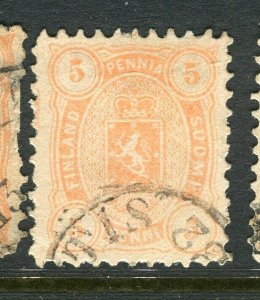 FINLAND; 1875-81 classic Helsingfors print issue fine used Shade of 5p.