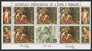 St Thomas & Prince 693-694 sheets, MNH. Mchel 821-822 klb. Peter Rubens, 1983.