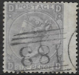 GB  50    1867     6  pence  fine used