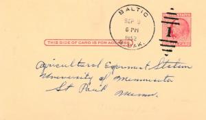 United States South Dakota Baltic 1952 numeral duplex  Postal Card.