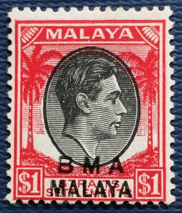 Malaya Straits Settlements 1945 KGVI BMA opt $1 MLH SG#15 M4967