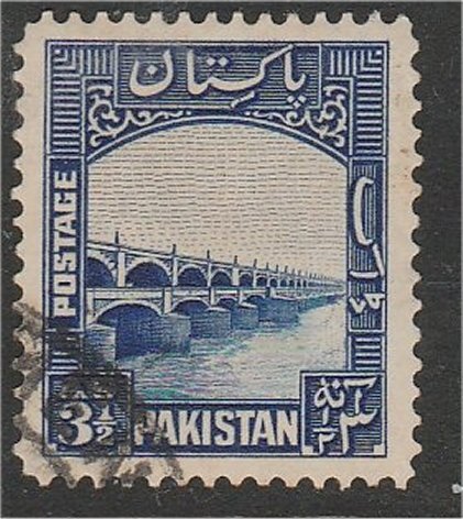 PAKISTAN, 1948, used 3 1/2p Bridge Scott 32