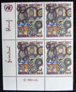 UN #416 MNH Inscription Block of 4 SCV $3.00 L10 