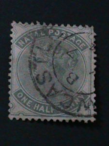 ​NATAL-1882 SC#65 QUEEN VICTORIA -FANCY CANCEL VF-142 YEARS OLD-HARD TO FIND