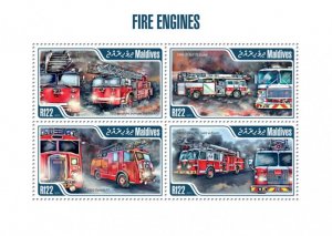 MALDIVES - 2013 - Fire Engines - Perf 4v Sheet - Mint Never Hinged