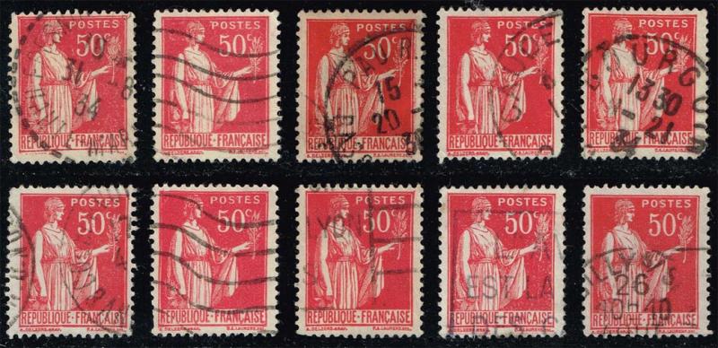 France #267 Peace with Olive Branch Lot of 10; Used