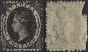 Saint Lucia 7 (SG x11) (used? filler; wmk reversed) (1p) Victoria, black (1864)