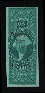 EXCELLENT GENUINE SCOTT R94a XF-SUPERB 1862-71 GREEN 1ST ISSUE CONVEYANCE #18556